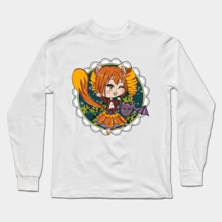 Kawaii Halloween Chibi Fox with a bat Long Sleeve T-Shirt